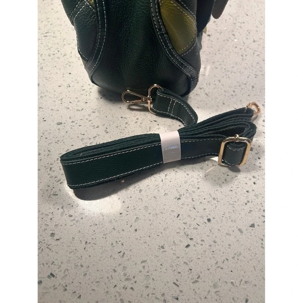 Chaos Collection Green Patchwork Leather Satchel Crossbody Handbag